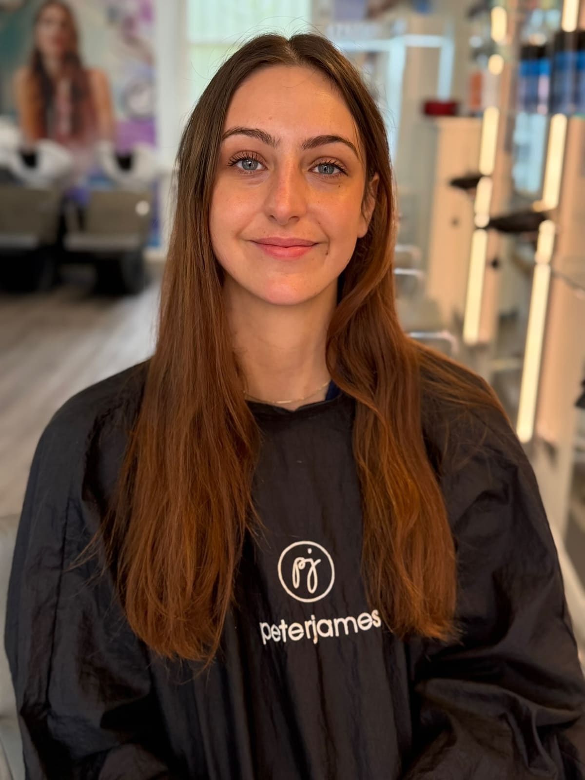 Before: long, straight brunette hair past the mid-back.