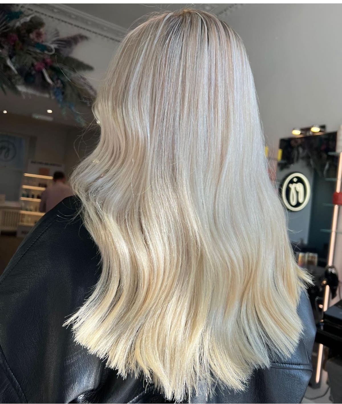Platinum blonde down the back.